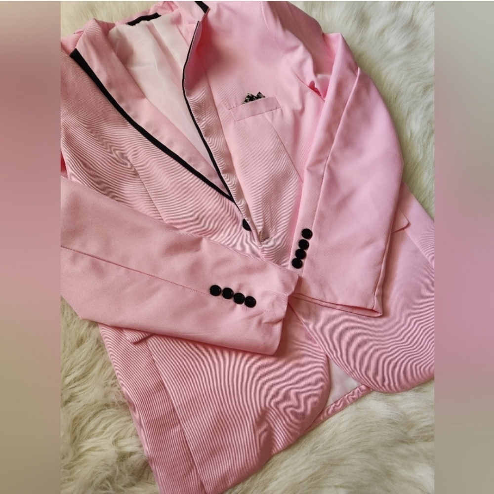 Cloudstyle Mens Casual Slim Fit Suit Jacket (Pink) - Picture 11 of 14